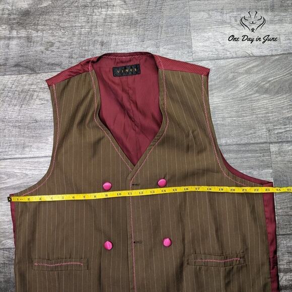 Vinci 3 Button Pin Stripe Vest Size L - Picture 3 of 5